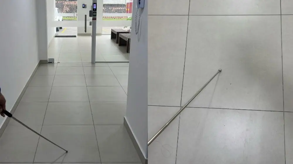 Ensaio de percussao verificando a aderencia de piso ceramico